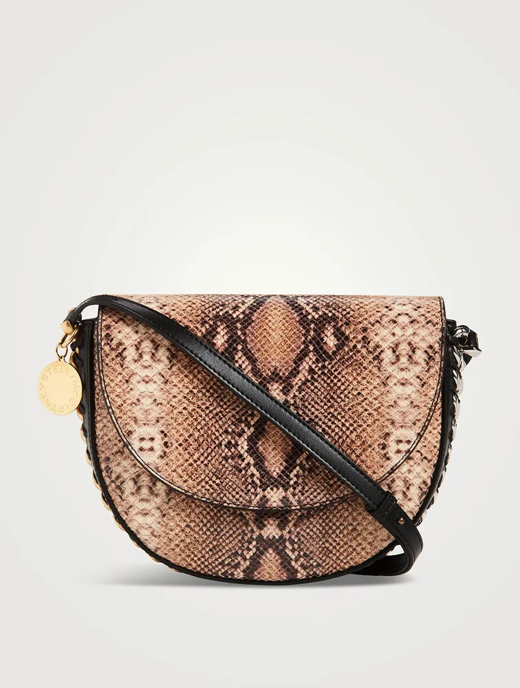 Medium Frayme Snakeskin-Embossed Saddle Bag