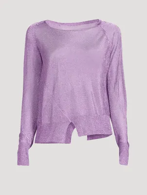 Giro Metallic Sheer Knit Long-Sleeve Top