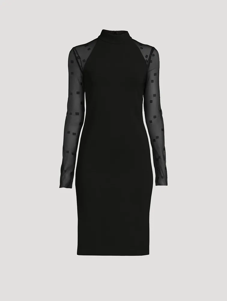 4G Sheer-Sleeve Sheath Dress
