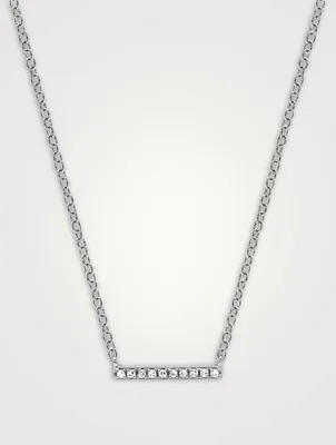 14K Gold Mini Bar Necklace With Diamonds