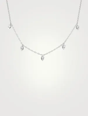 14K Gold Mini Teardrop Choker Necklace With Diamonds
