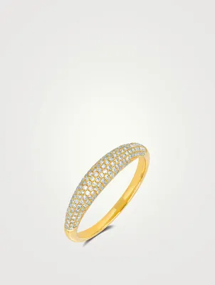 14K Gold Diamond Dome Ring