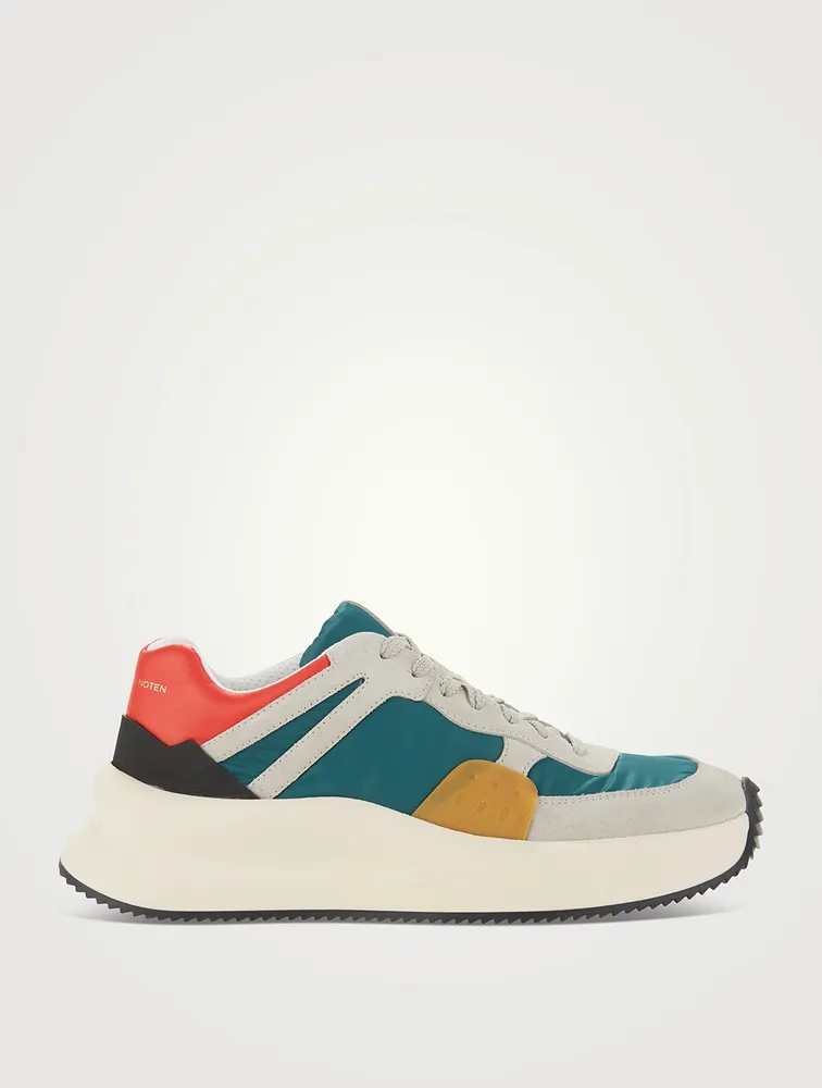 Nylon And Leather Sneakers