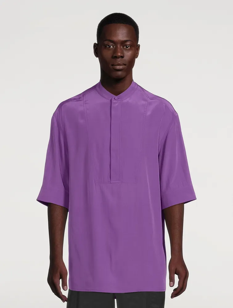 Washed Silk Short-Sleeve Shirt