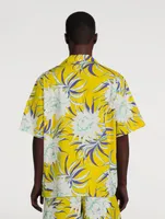 Cotton Poplin Bowling Shirt Street Flowers Print