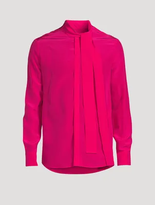 Silk Tie-Neck Blouse