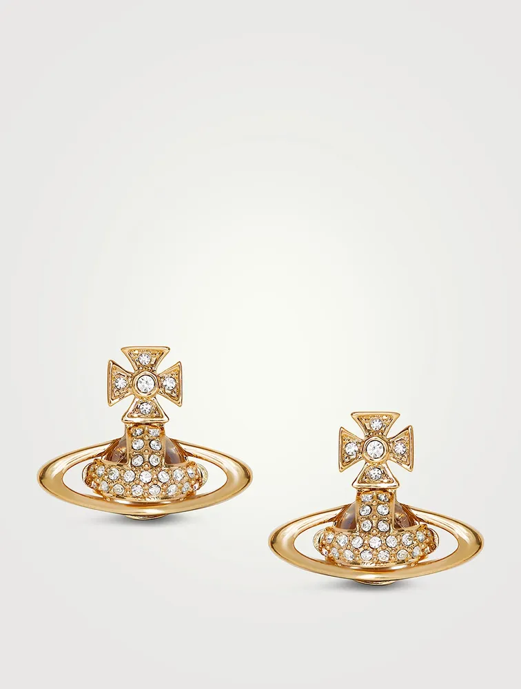 Sorada Bas Relief Pavé Earrings With Pink Crystals