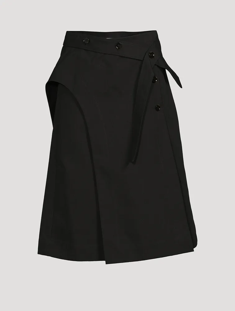 A-Line Structured Cotton Midi Skirt