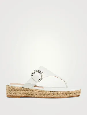 Pearl Buckle Espadrille Sandals