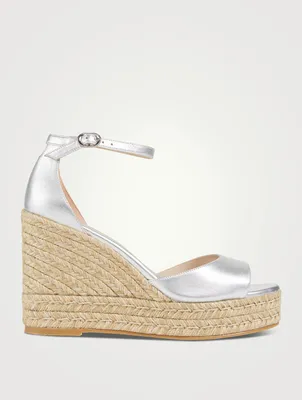 Nudistcurve Metallic Leather Espadrille Wedge Sandals
