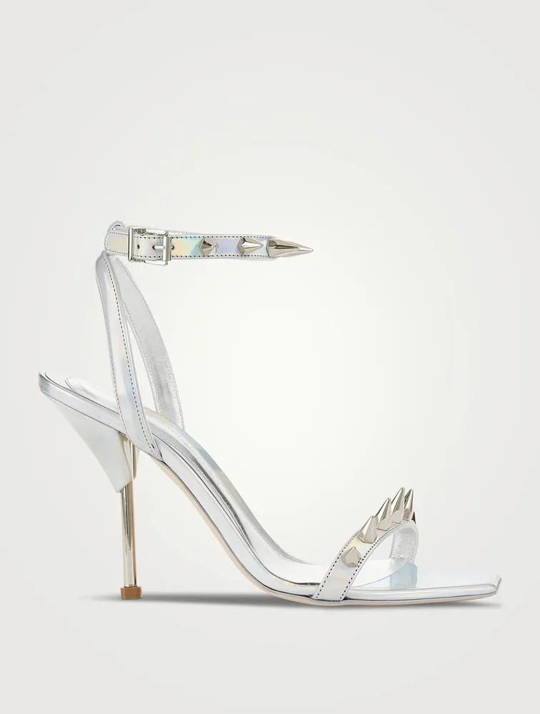 Stud Spike Iridescent Leather Sandals