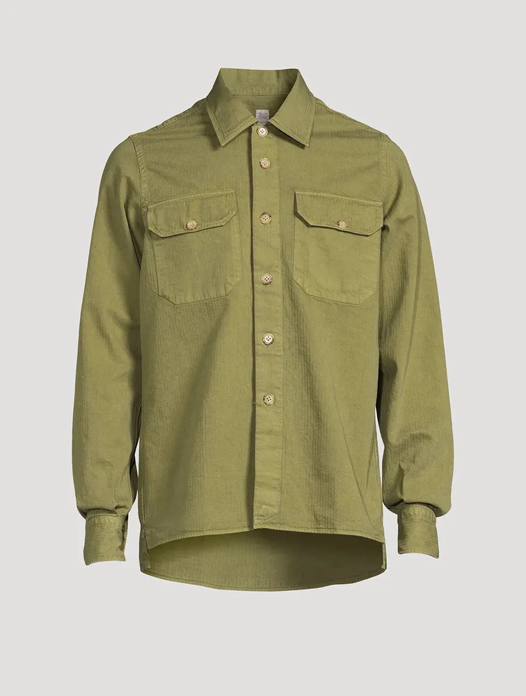 Herringbone Cotton Oversized Shirt