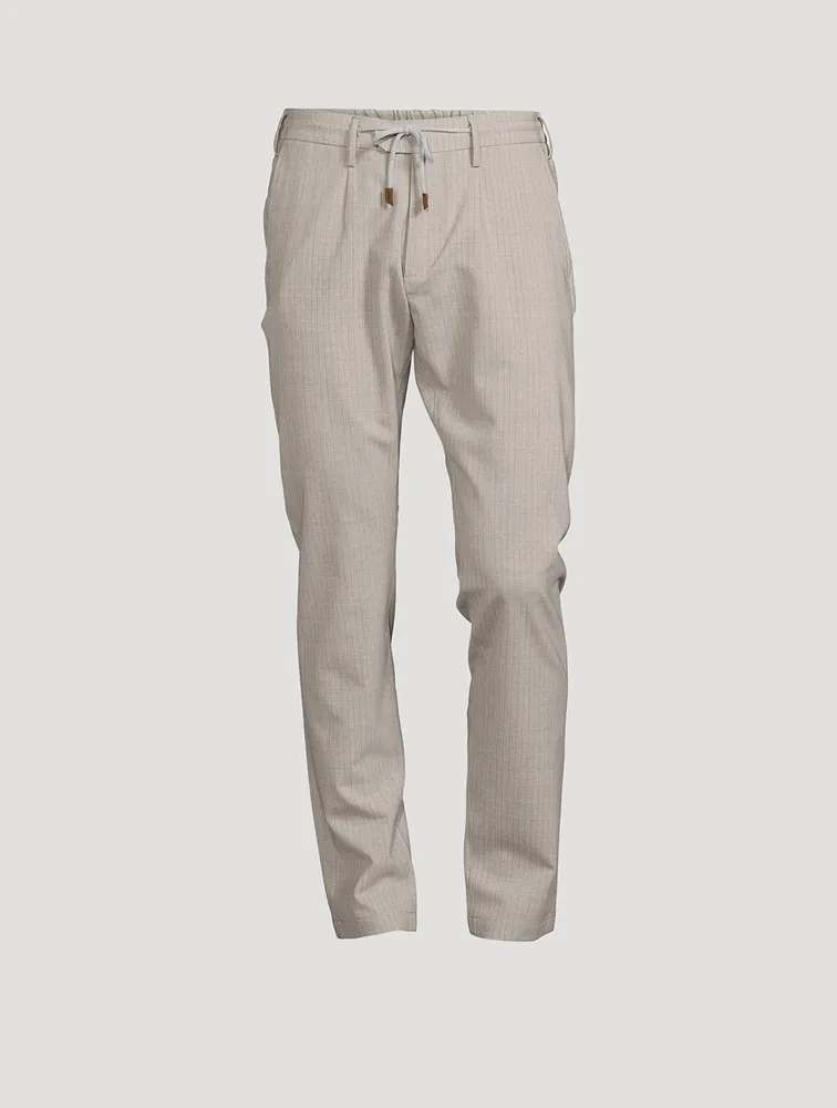 Wool Stretch Pinstriped Jogger Pants