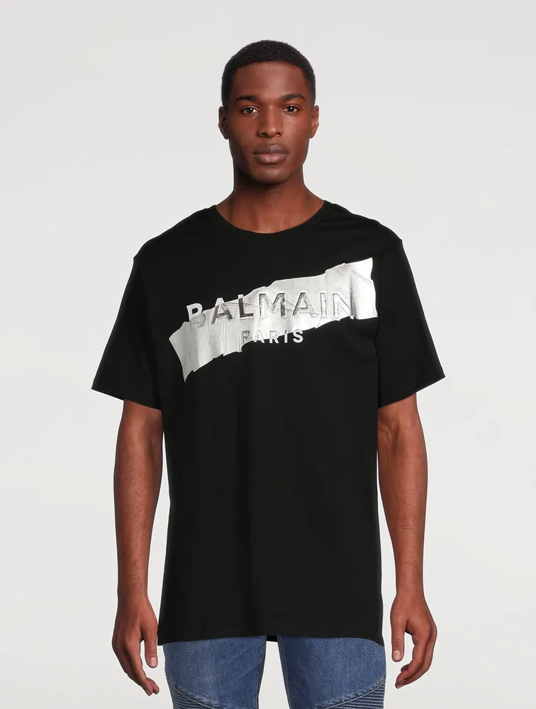 Oversized T-Shirt With Logo Silver Tape
