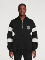 Quarter-Zip Pullover Sweatshirt With Badge
