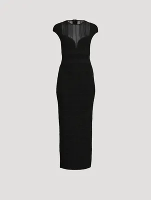 Textured Sheer Bustier Gown