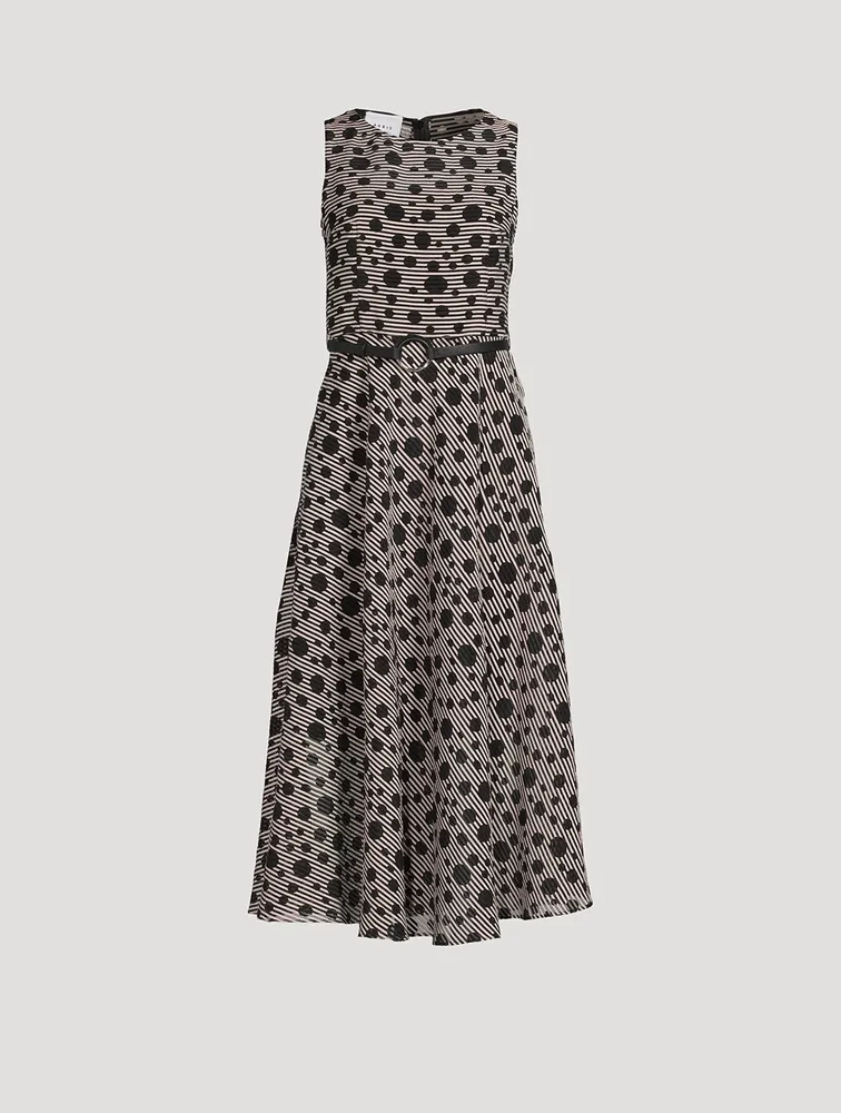Jacquard Dot Techno Organdy Midi Dress