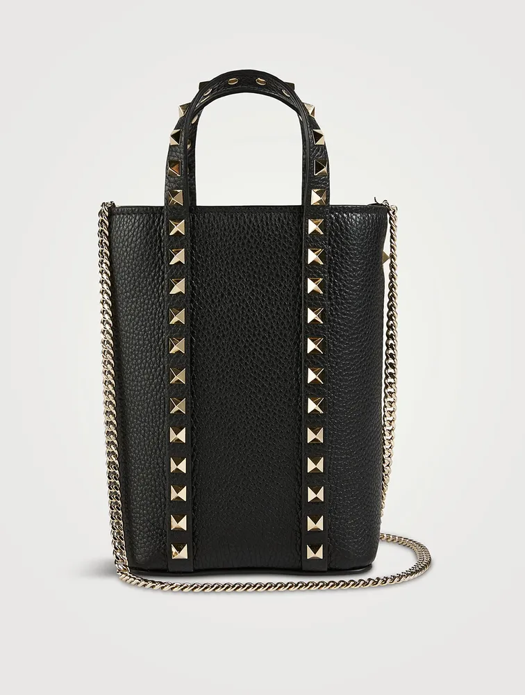 Rockstud Leather Crossbody Tote Bag