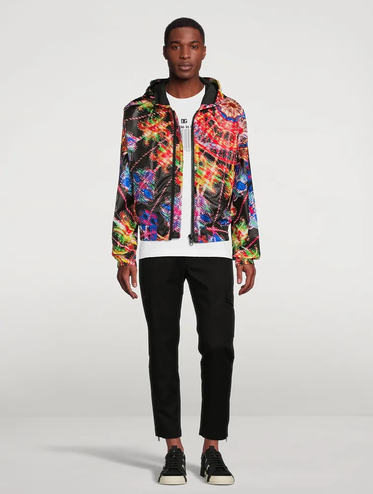 Hooded Zip Jacket In Illumination Print