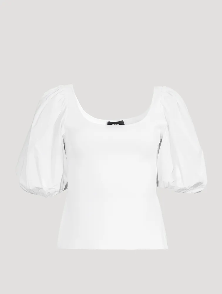 Puff-Sleeve Knit Top