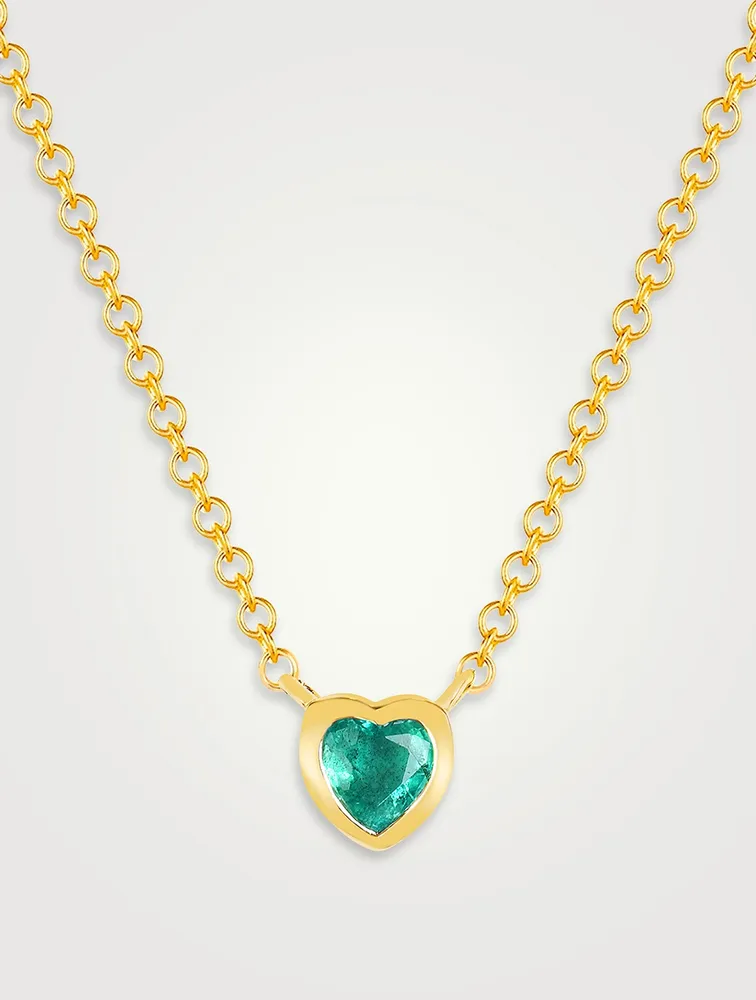 14K Gold Emerald Heart Necklace