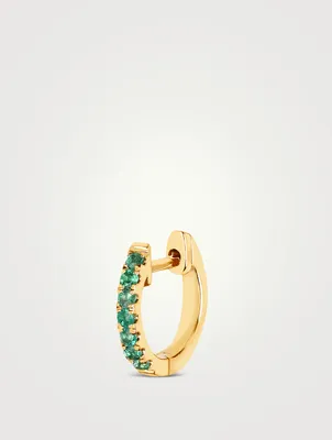 Mini 14K Gold Huggie Hoop Earring With Emerald