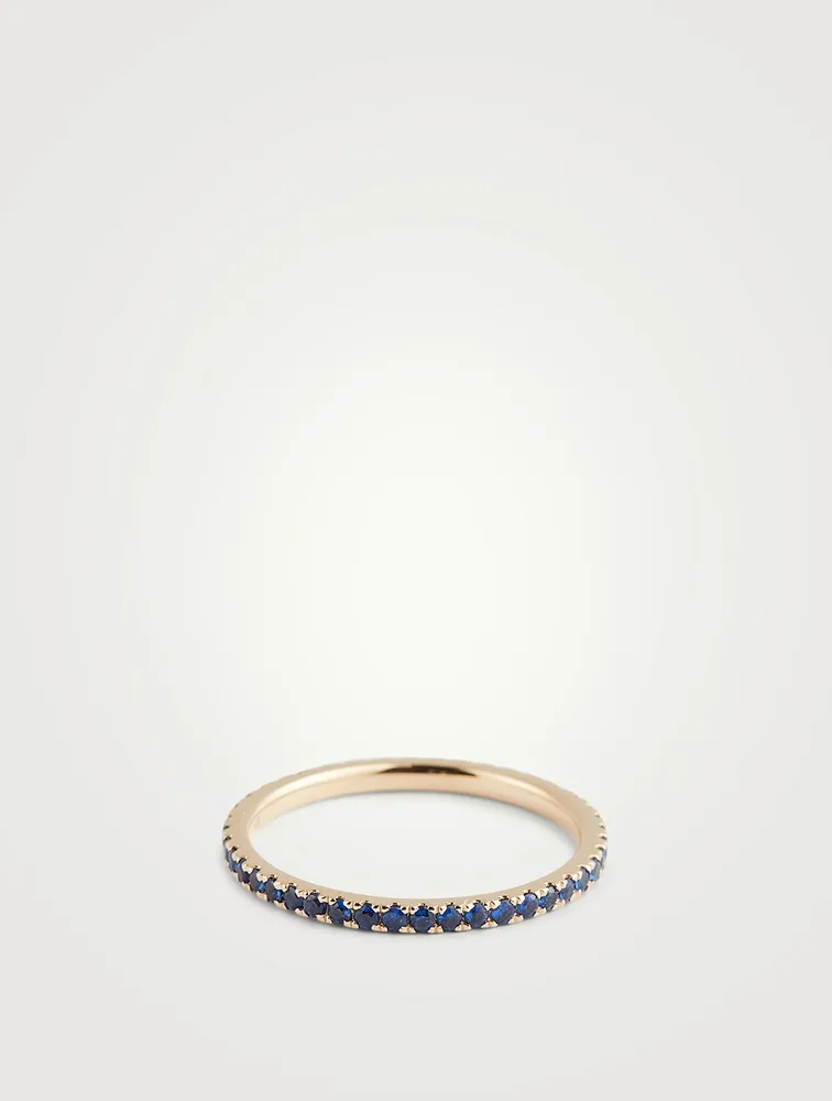 14K Gold Eternity Stack Ring With Blue Sapphire