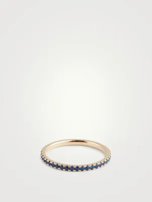 14K Gold Eternity Stack Ring With Blue Sapphire