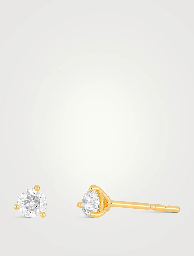 Jumbo 14K Gold Solitaire Diamond Stud Earrings