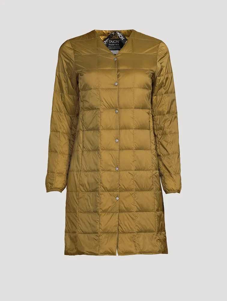 V-Neck Long Down Jacket