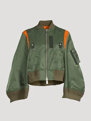 Nylon Twill Mix Bomber Cape