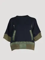 Nylon Twill Mix Knit Sweater