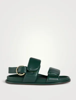 Puffy Leather Slingback Sandals