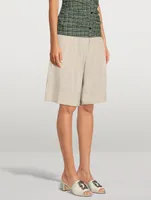 Belted Melange Suiting Shorts