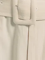 Belted Melange Suiting Shorts
