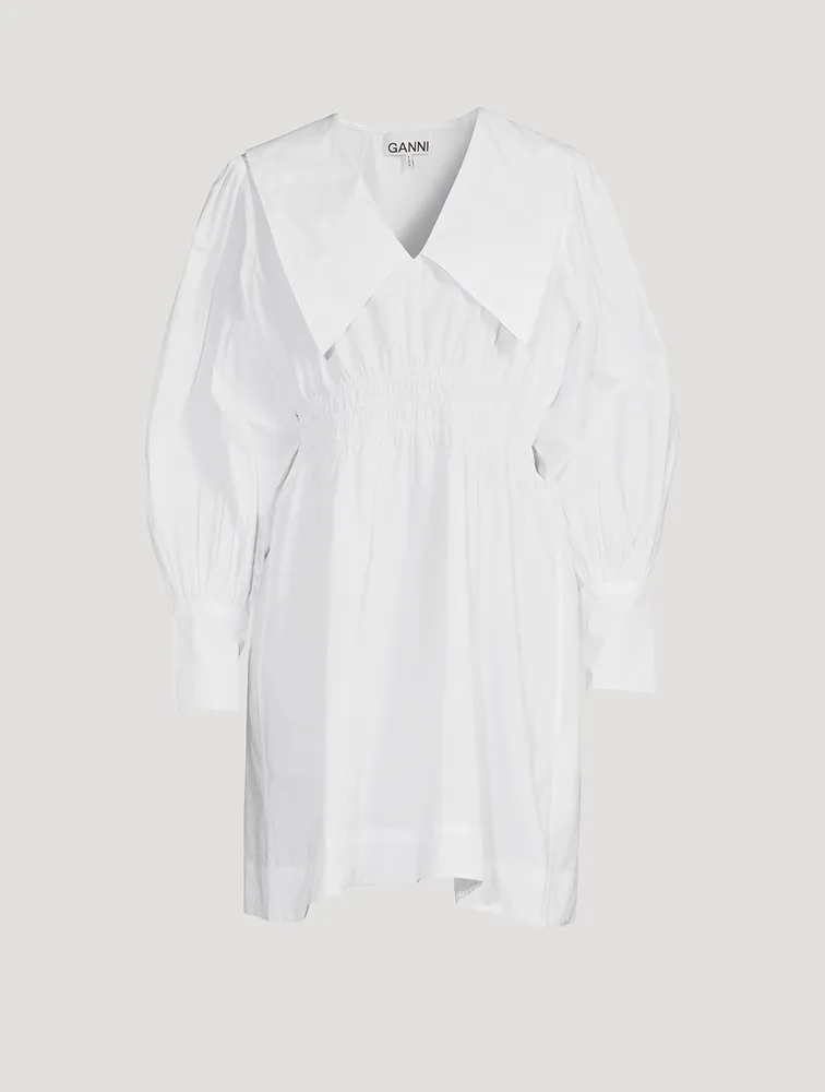 Cotton Poplin Smocked Mini Dress