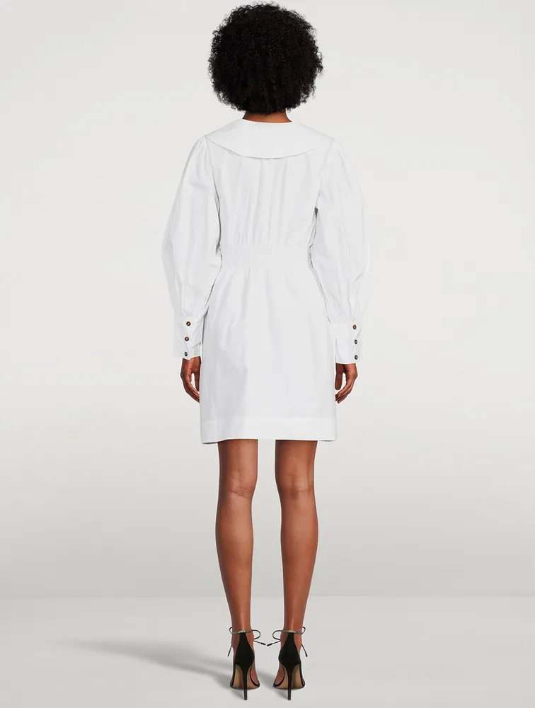 Cotton Poplin Smocked Mini Dress