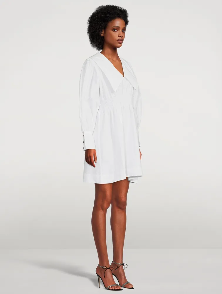 Cotton Poplin Smocked Mini Dress