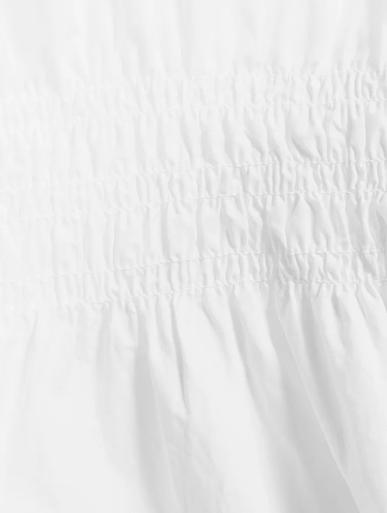 Cotton Poplin Smocked Mini Dress