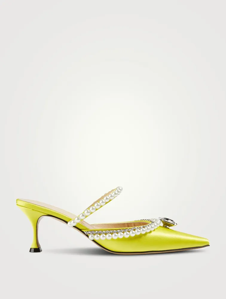 Diamond And Pearls Satin Mules