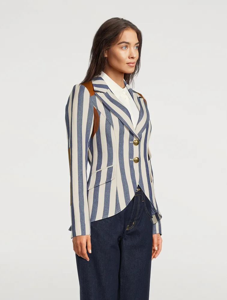 Rifle-Patch Equestrian Blazer Stripe Print