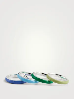 Set Of Four Cool Enamel Stacking Rings