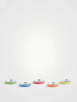 Set Of Five Neon Enamel Stacking Rings