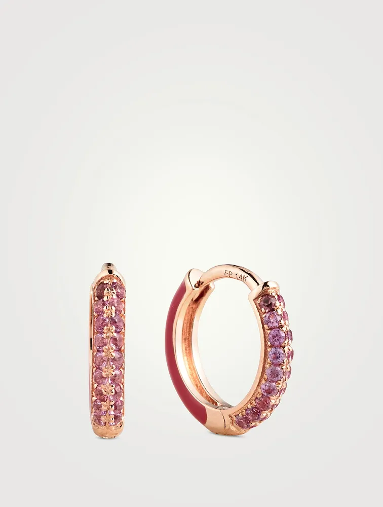Sparkle Pavé Huggie Earrings With Sapphire