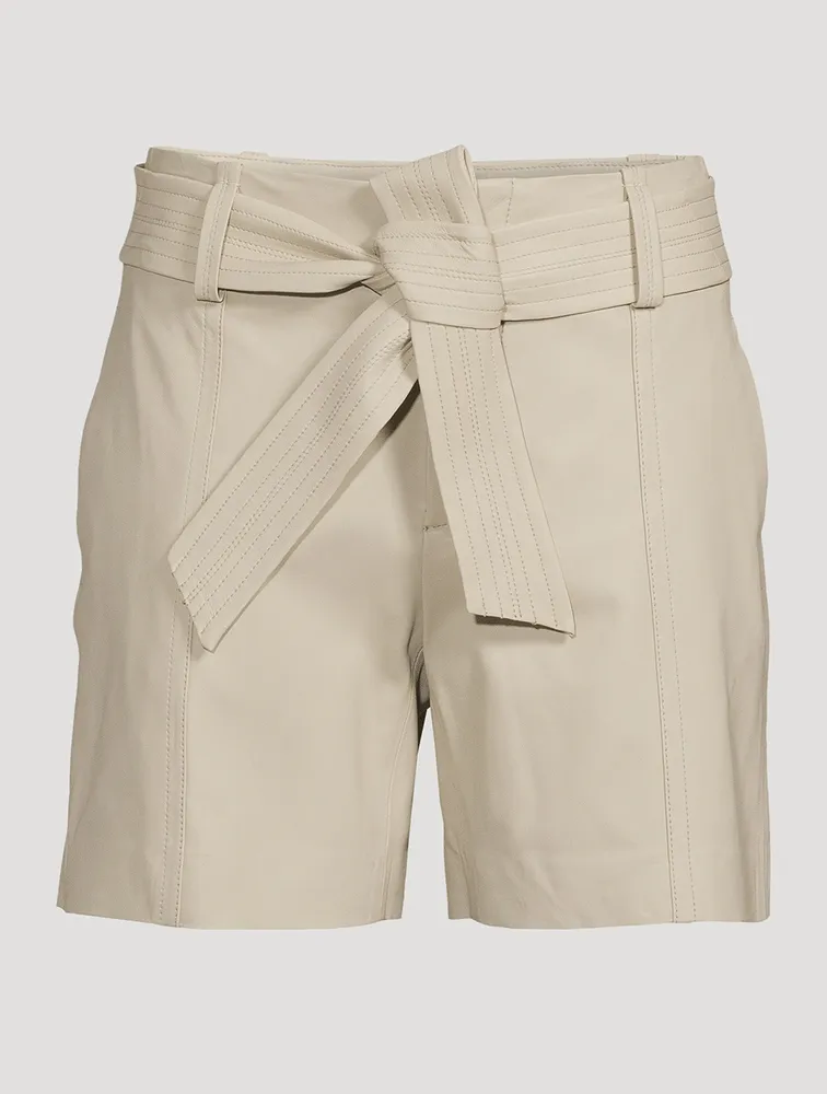 Belted Leather Shorts