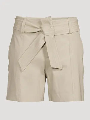 Belted Leather Shorts