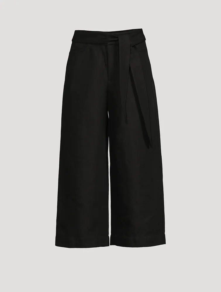 Tie-Front Wide-Leg Trousers