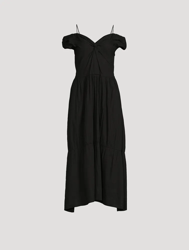 Off-Shoulder Twist Midi Dress
