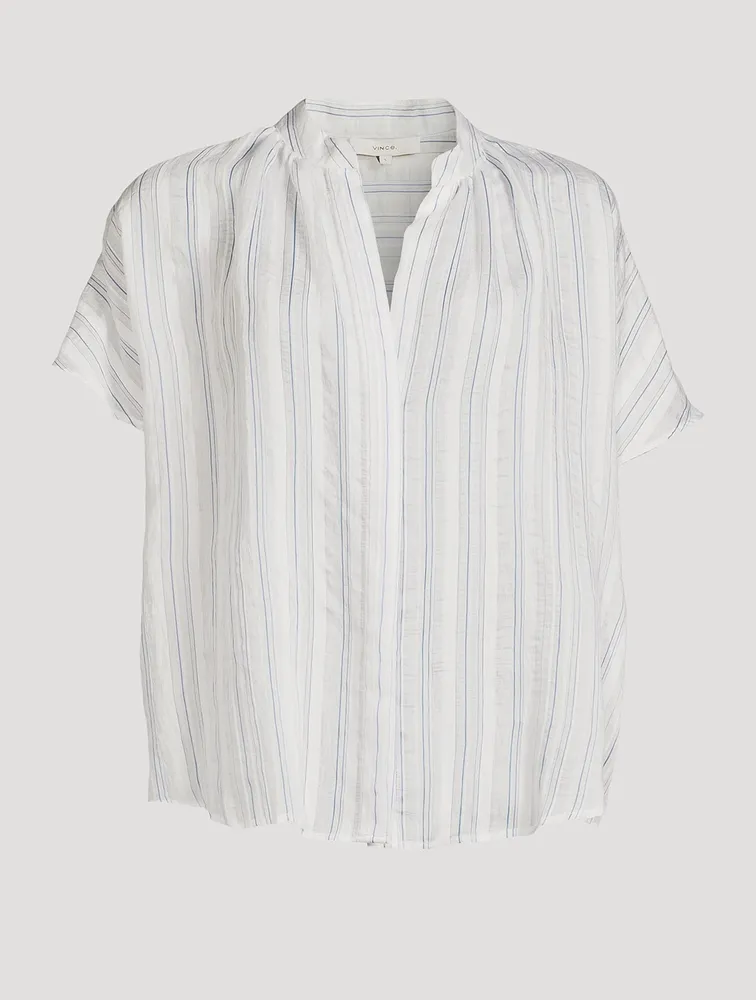 Drapey Stripe Shirred Blouse