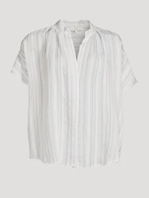 Drapey Stripe Shirred Blouse